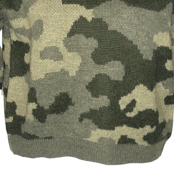 Lucky Brand Wool Blend Crewneck Camo Sweater Size Small - Picture 2 of 15